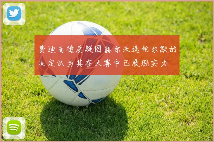 费迪南德质疑图赫尔未选帕尔默的决定认为其在大赛中已展现实力